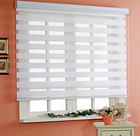 Foiresoft Custom Cut to Size , [Winsharp Basic , white , W 190 x H 150 (Cm)] Horizontal Window Shade Blind Zebra Dual Roller Blinds amp; Treatments , Maximum 240 Cm Wide by 240 Cm Long